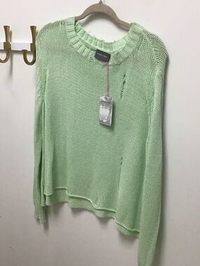 Wooden ships Light Green distressed Women's Lightweight Knit Sweater